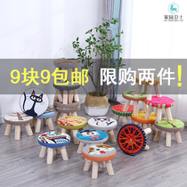 Solid Wood small stool creative small bench home chair fashion shoe stool small round stool living room sofa stool