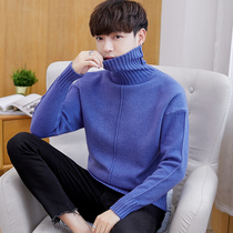 Sweater men can turn high neck autumn and winter New thick knitted base shirt student trend warm mens clothing