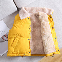 Childrens horse clip tide boys and girls vest 2020 autumn and winter outside wearing thick plus velvet winter foreign coat