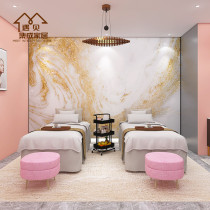 Golden marble background Bamboo fiber integrated wall panel Living room Bedroom beauty salon skin management front desk wall panel