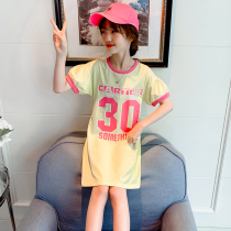 Girls half-sleeve T-shirt summer new 2021 spring foreign style loose childrens middle-aged childrens short-sleeved shirt childrens clothing tide