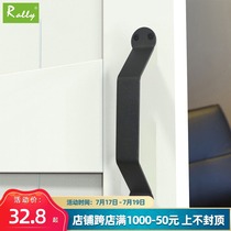 Barn door handle Black simple Nordic industrial wind bow-shaped single-sided sliding door Sliding door shuttle door door handle