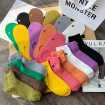 Short socks and boat socks Anti-fall with all seasons just need exquisite R letter embroidery Candy color socks boat socks