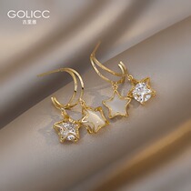 Star Ear Spikes 2021 New Tide Womens Earrings Summer Tennis Red Advanced Sensation Small Crowddesign 925 Silver Needle Earrings