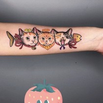 2) Cat tattoo applique arm ins Net red enduring female cute cartoon cartoon Kitty tattoo sticker