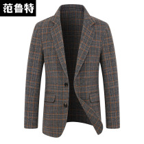 The autumn and winter double face the big coat without cashmere the male thickened wool and the overcoat lattice short Western-style clothes short