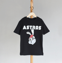 50-fold clearance ~ Spring and summer dress new girls Korean brand sequin Bugs Bunny black short sleeve long T-shirt shirt