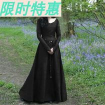 2018wish欧美古典中世纪欧洲中部party长袖圆领修身女士连衣裙