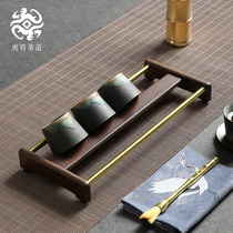 Kung Fu tea set accessories solid wood cup holder household ebony wood storage drain tea cup shelf tea ceremony utensils