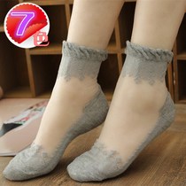 5 pairs of lace lace socks transparent invisible socks non-slip Crystal socks thin glass stockings summer womens socks