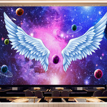 3d three-dimensional pink angel wings feather wallpaper ins live studio photo Net red background wall decoration background wall