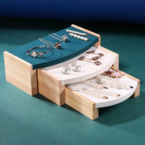 Solid Wood small stool three-piece set jewelry jade counter display jewelry necklace ring jewelry display stand