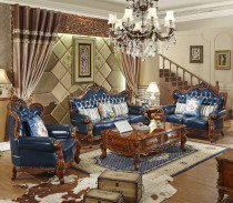European-style leather sofa villa 123 combination light luxury American-style leather sofa British-style retro first-layer leather sofa