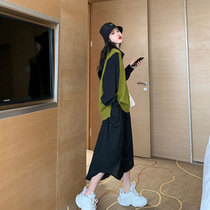 2021 early spring new small black dress suit terrier orange first love long dress ankle forest department bellflower dress spring and autumn