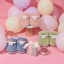 Autumn and winter cotton slippers ins comfortable home shoes cartoon girl cute slippers can be worn outside to keep warm indoor winter