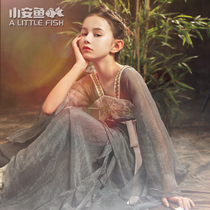 Hanfu girl costume dress Tang suit childrens super fairy dress national style retro national tide cloak National Wind Autumn dress