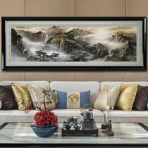 ABV old three cross embroidery cotton line atmospheric landscape precision printing gas swallowing mountain and river living room magnificent mountain river