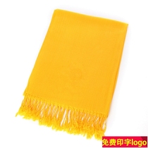 2020 red scarf custom loo embroidery big red scarf mens annual meeting activities classmates reunion printing Chinese Red