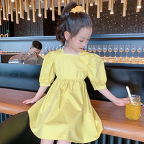 Girls summer dress 2021 new Korean version of the foreign princess dress childrens summer large virgin girl cotton skirt