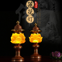 A pair of pure copper Buddha lights for Buddha front lights Home plug-in colorful led long lights Lotus lights