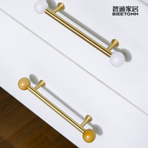 Bitong original cabinet door handle pure brass golden crystal retro drawer cabinet cabinet light luxury wardrobe handle