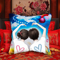 2021 new wedding embroidery cross stitch pillow a couple wedding pillowcase own bedroom living room sofa