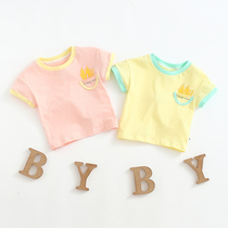 Girls foreign style short sleeve T-shirt cotton summer 1-3 years old 2021 New 4 Summer 2 baby girl baby shirt top