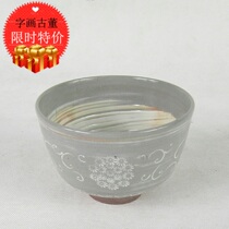 Japanese return tea props pottery pure hand-made tea bowl and food bowl rice bowl printed with tea room antique collection