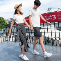 Couple dress summer 2021 new suit Korean short sleeve T-shirt niche design sense jumpsuit dress temperament clothes