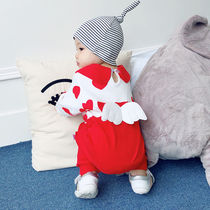 Baby autumn clothes Female baby one-piece cotton long-sleeved newborn clothes Spring and autumn Chinese style Hanfu