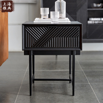 Light luxury Nordic bedside table small apartment furniture bedroom locker post-modern minimalist cabinet American solid wood side table