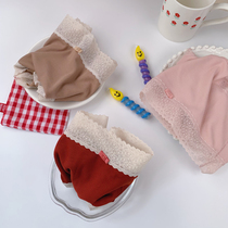 Rainbow Sugar ~ Day Series Cotton High Waist Pure Color Breathable Red High Spring Lace Antibacterial Girl Pure Cotton Stall Triangle Briefs