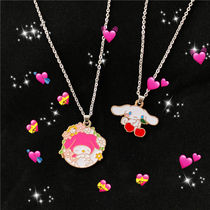 Cute childlike Gemini Jade dog necklace Earth cool trampoline metal round Brand double-sided Joker necklace sweater chain