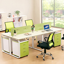 Office table simple modern office furniture green white staff work position Shenzhen staff office table and chair combination