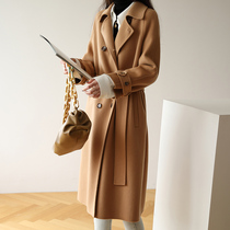 2021 autumn and winter New Hepburn style double-sided woolen coat female Korean version of high-end woolen coat long