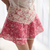Cotton Draped Skirt Skirt Mini Skirt Floral Lace Trim