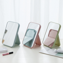 Small mirror desktop can stand cosmetic mirror portable with cute female dressing folding portable dormitory student trumpet