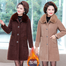 Mid-aged female winter clothing ferret jacket foreign air 50-year-old mom Garcotton wool top of the new medium long style coat