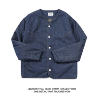 Carefully selected winter warm winter cold thick collarless jacket Japanese retro mens and women loose cotton jacket jacket