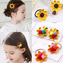 Children hairclip hair accessories sunflower flower woven hair rope girl princess baby tie hair rubber band head accessories