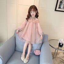 Childrens dress girl dress 2021 spring and autumn foreign air embroidery wooden ear autumn dress dress children doll collar Princess dress