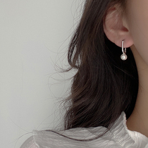 Foreign air small pearls 9 2 5 pure silver personality design rectangular short section ear button delicate rose gold earbuke