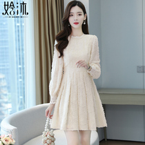 Lace Beats Bottom Dress Dress Children Dress Spring Autumn Clothes 2022 New Superior Sense Little Sub Slim Temperament Short Dress