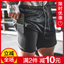 Muscle faith summer fitness shorts for men Training captain Dog running brother Sports quick-drying ins double-layer shorts