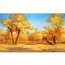 Liu Hui < Hu Yang > Large Scale Cloth Surface Oil Painting Living Room Decoration Painting