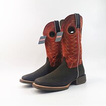 Cowhide square head knight riding boots Cowboy boots embroidered black and red mens boots 39 5 41 42 yards