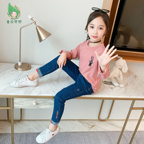 Girls Autumn Stripe base shirt 2021 New Autumn Wear Collar Korean Joker t Childrens Western Style Long Sleeve Top