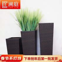 Outdoor club garden decoration green plant flower box flower stand floor vase villa hotel large living room rattan flower pot