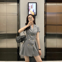 2021 New careful machine French waist slim dress female summer skirt fairy Super fairy vintage