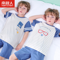Boys pajamas summer thin cotton childrens air-conditioned clothing little boy summer money Middle School child home clothing short sleeve set